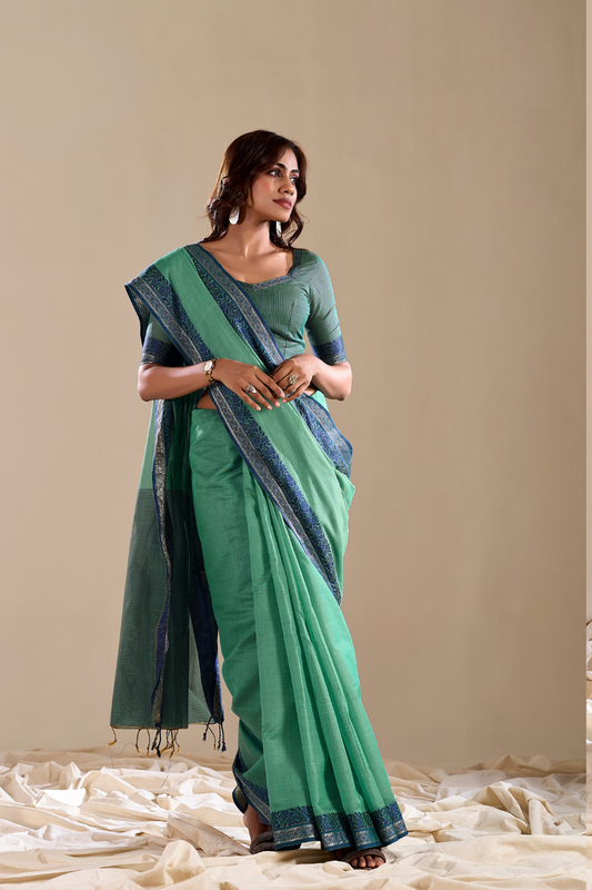 Handloom Cotton Fabric with Contrast Border - LaVante Fashion