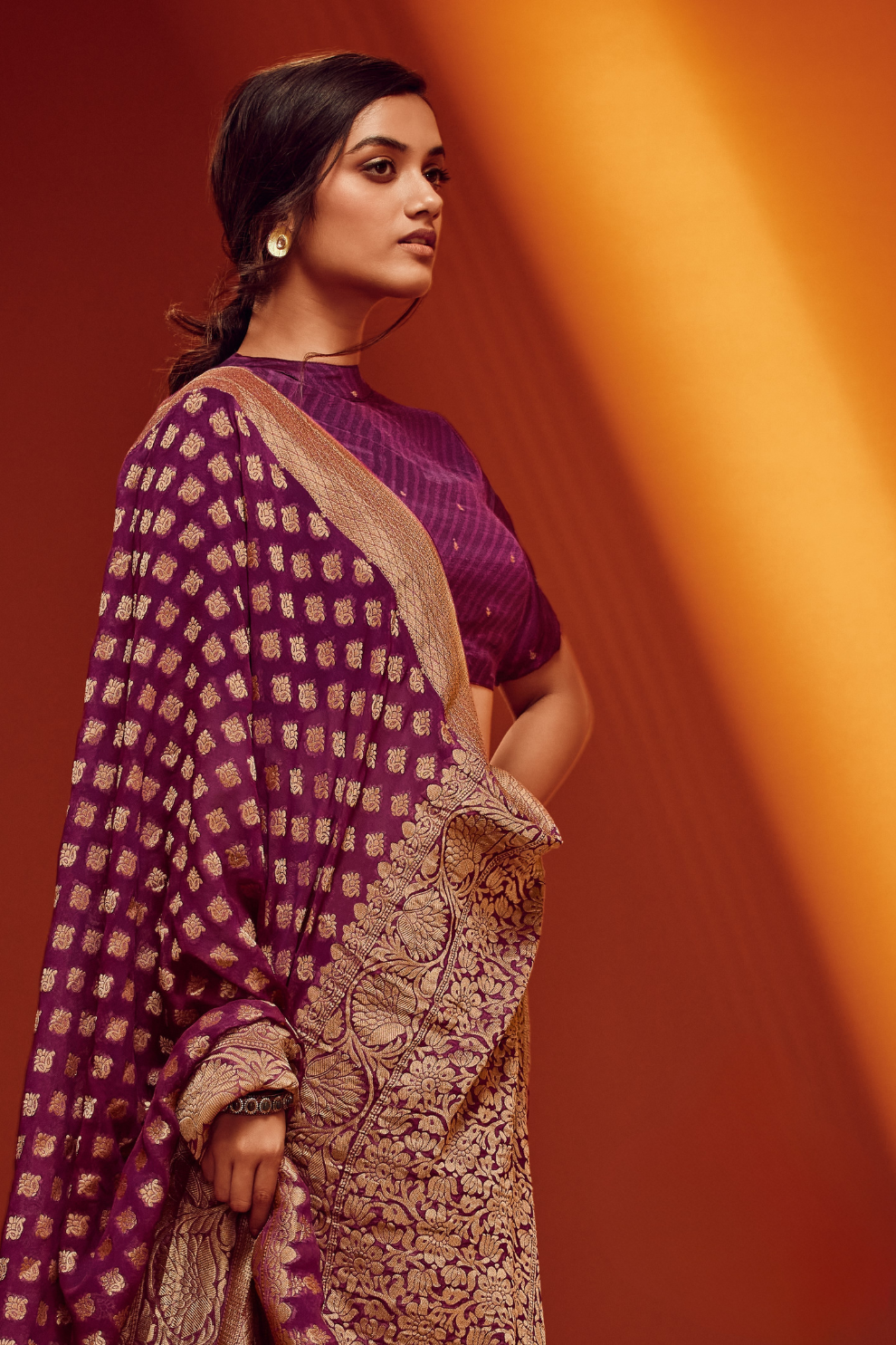 Timeless Solid Woven Saree in Viscose Georgette Fabric
