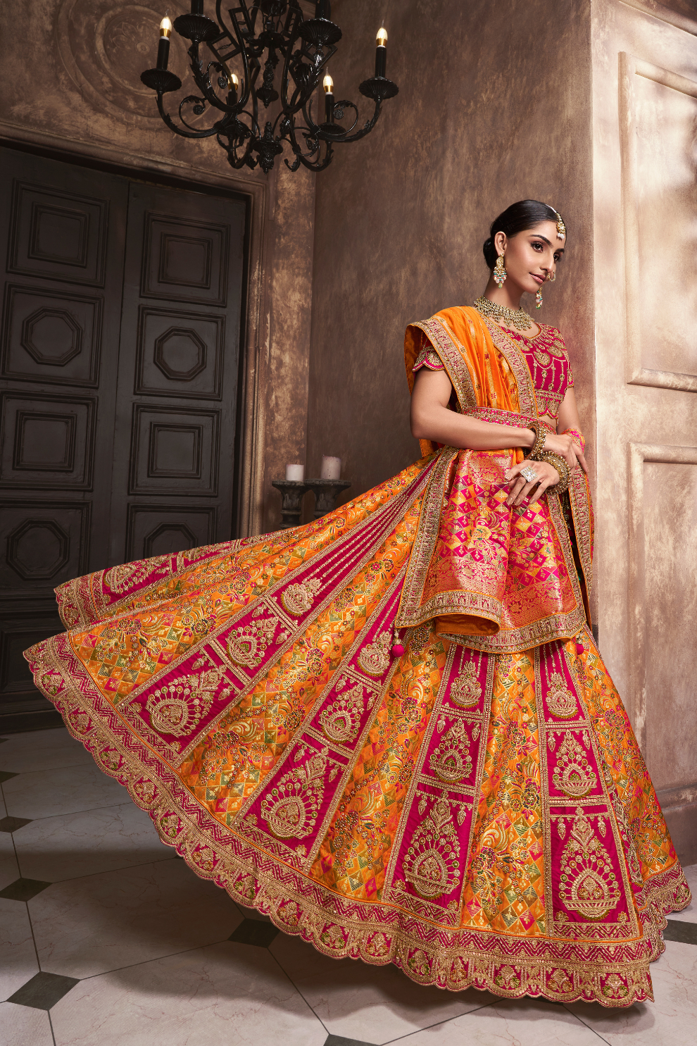 Banarasi Silk Heavy Embroidered Bridal Lehenga Choli with Dupatta