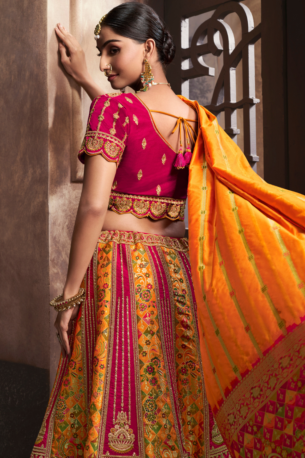 Banarasi Silk Heavy Embroidered Bridal Lehenga Choli with Dupatta