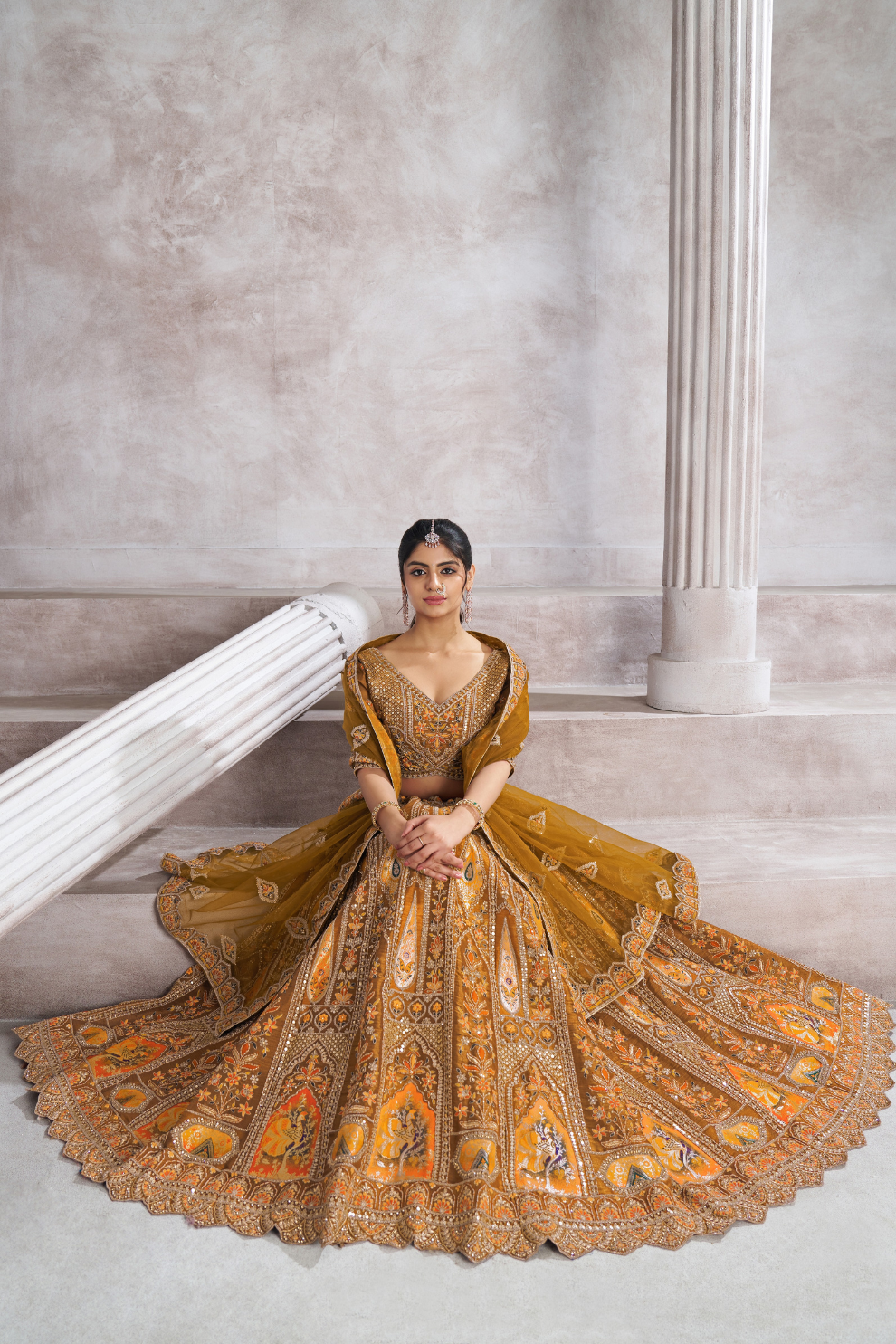 Designer Semi-Bridal Lehenga Choli with Intricate Aari & Patch Detailing