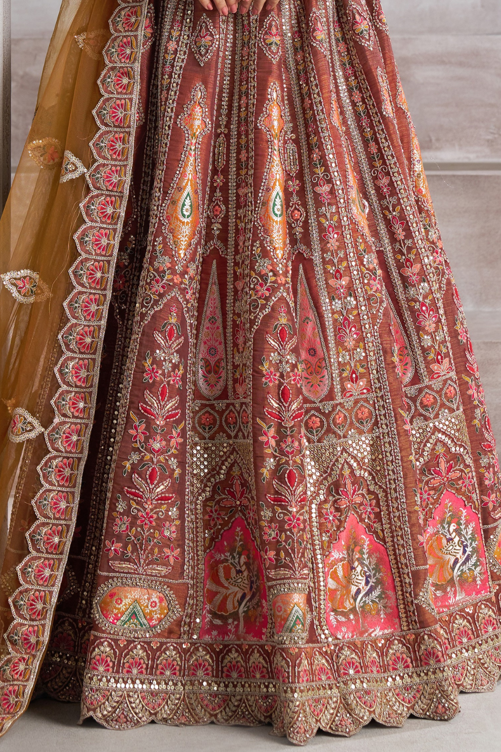 Designer Semi-Bridal Lehenga Choli with Intricate Aari & Patch Detailing