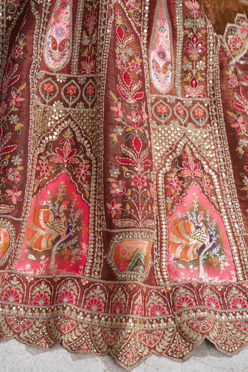 Designer Semi-Bridal Lehenga Choli with Intricate Aari & Patch Detailing