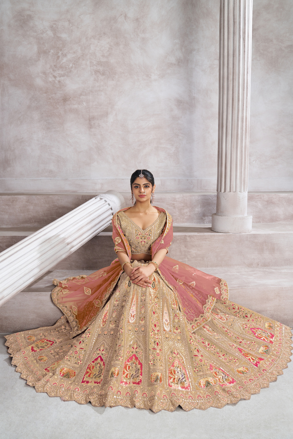 Designer Semi-Bridal Lehenga Choli with Intricate Aari & Patch Detailing