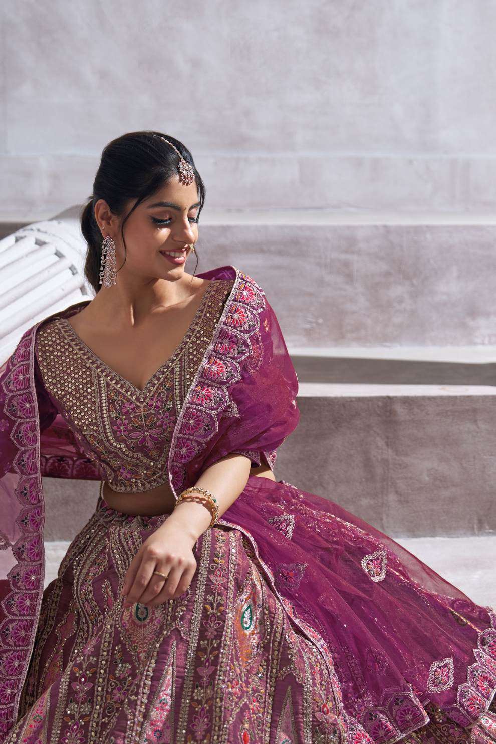 Designer Semi-Bridal Lehenga Choli with Intricate Aari & Patch Detailing