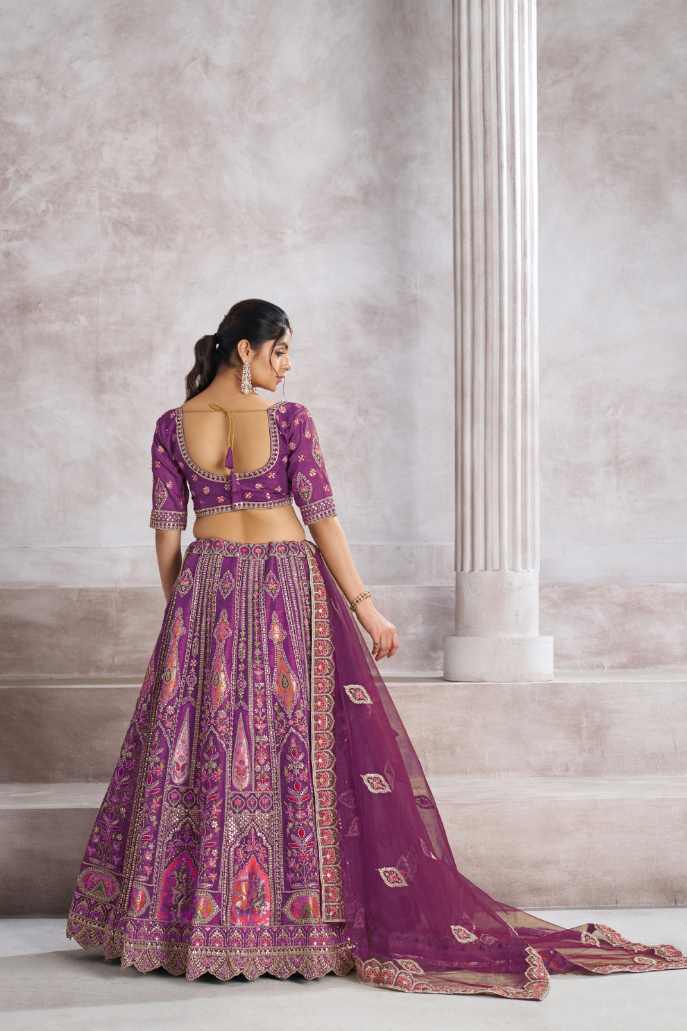 Designer Semi-Bridal Lehenga Choli with Intricate Aari & Patch Detailing