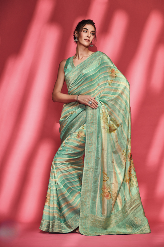 Trendy Digitally Printed Viscose Silk Saree with Designer Blouse