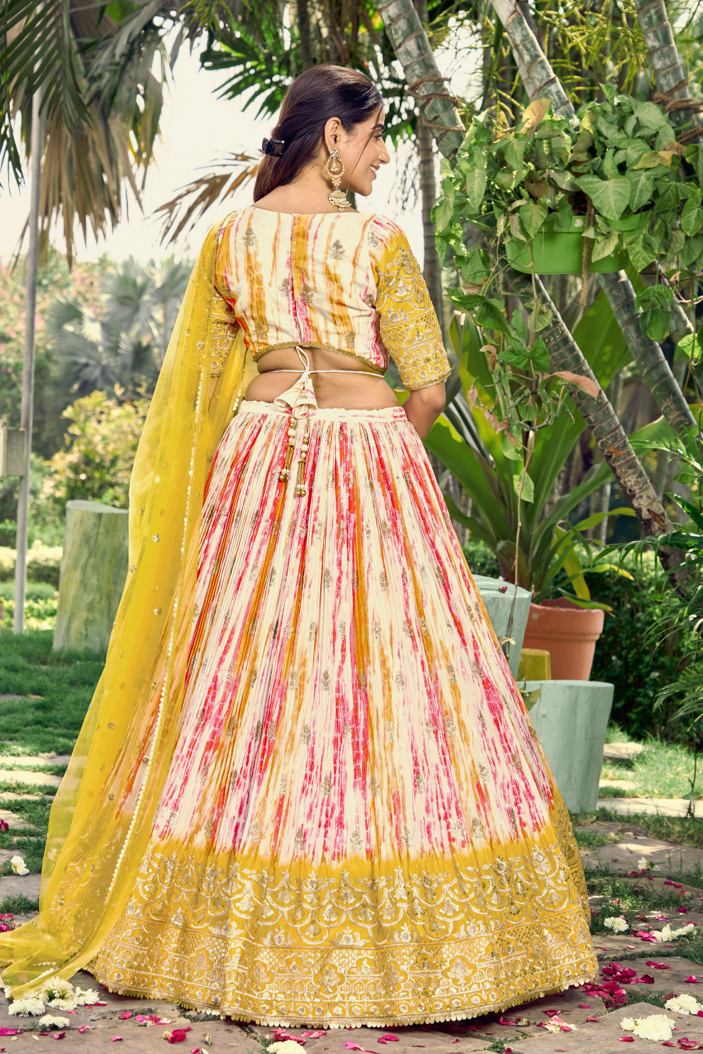 Digital Printed Lehenga Set with Sequins & Zari Embroidery