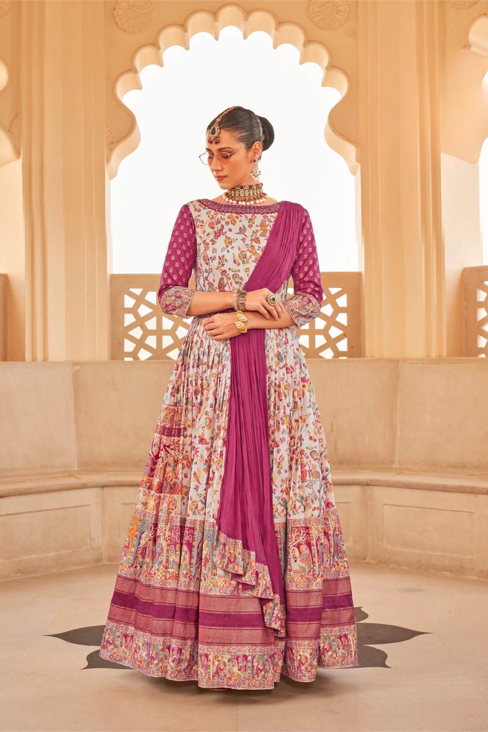 Elegant White Floral Anarkali Dress & Men's Kurta-Coat Set – Couple Outfit - LaVante Fashion