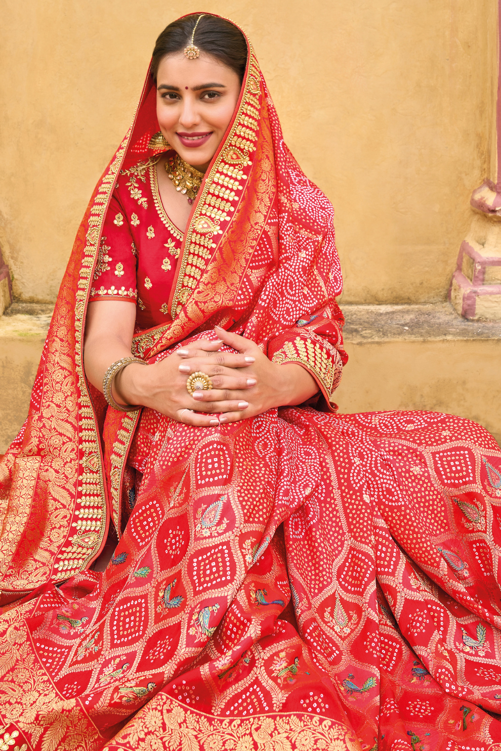 Pure Dola Silk Saree with Timeless Gota Patti Embroidery Elegance