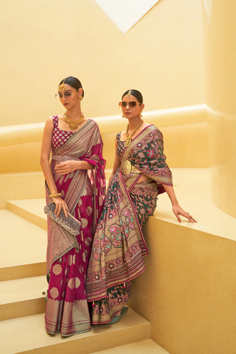 Banarasi Organza Bagh Floral Embellished Designer Saree