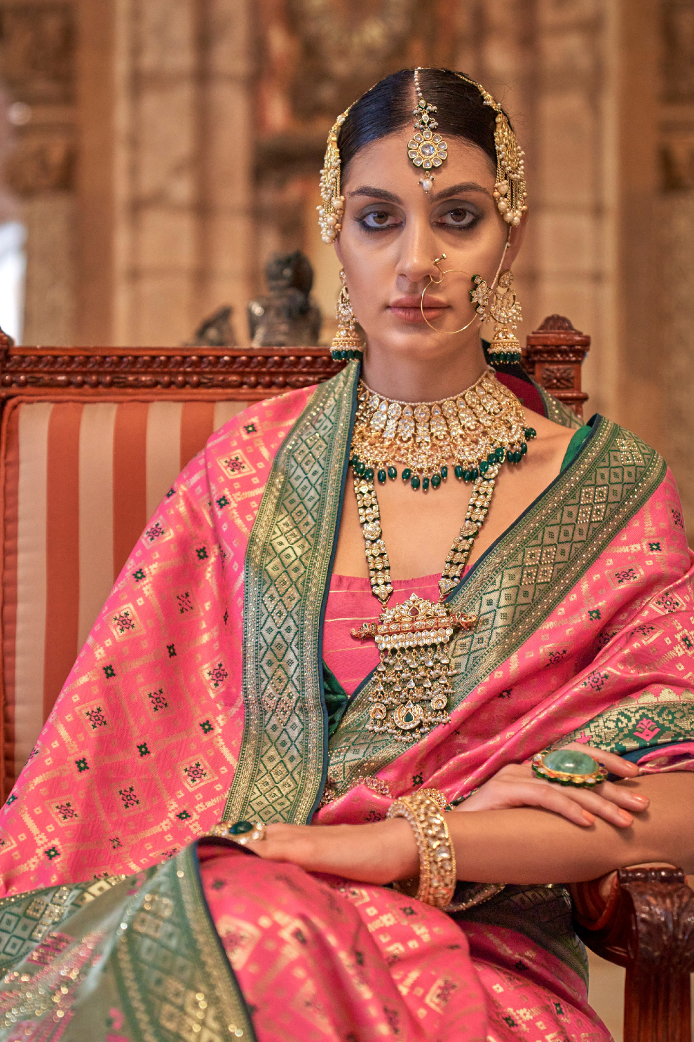 Elegant Banarasi Silk Saree with Striking Contrast Border