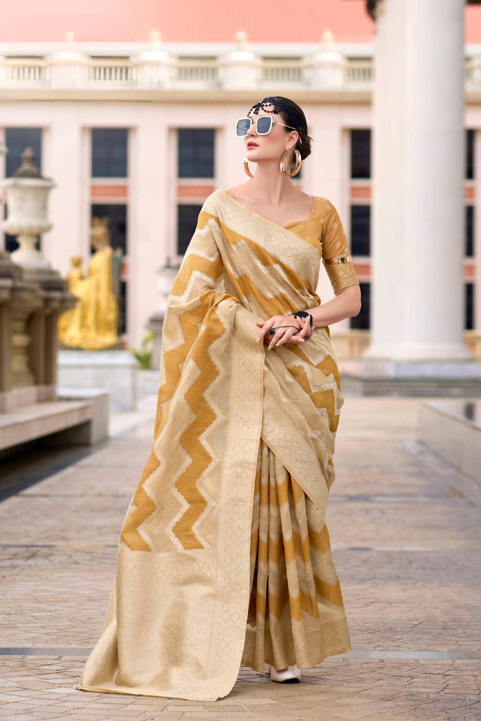 Cotton Linen Silk Saree with Subtle Texture - LaVante Fashion