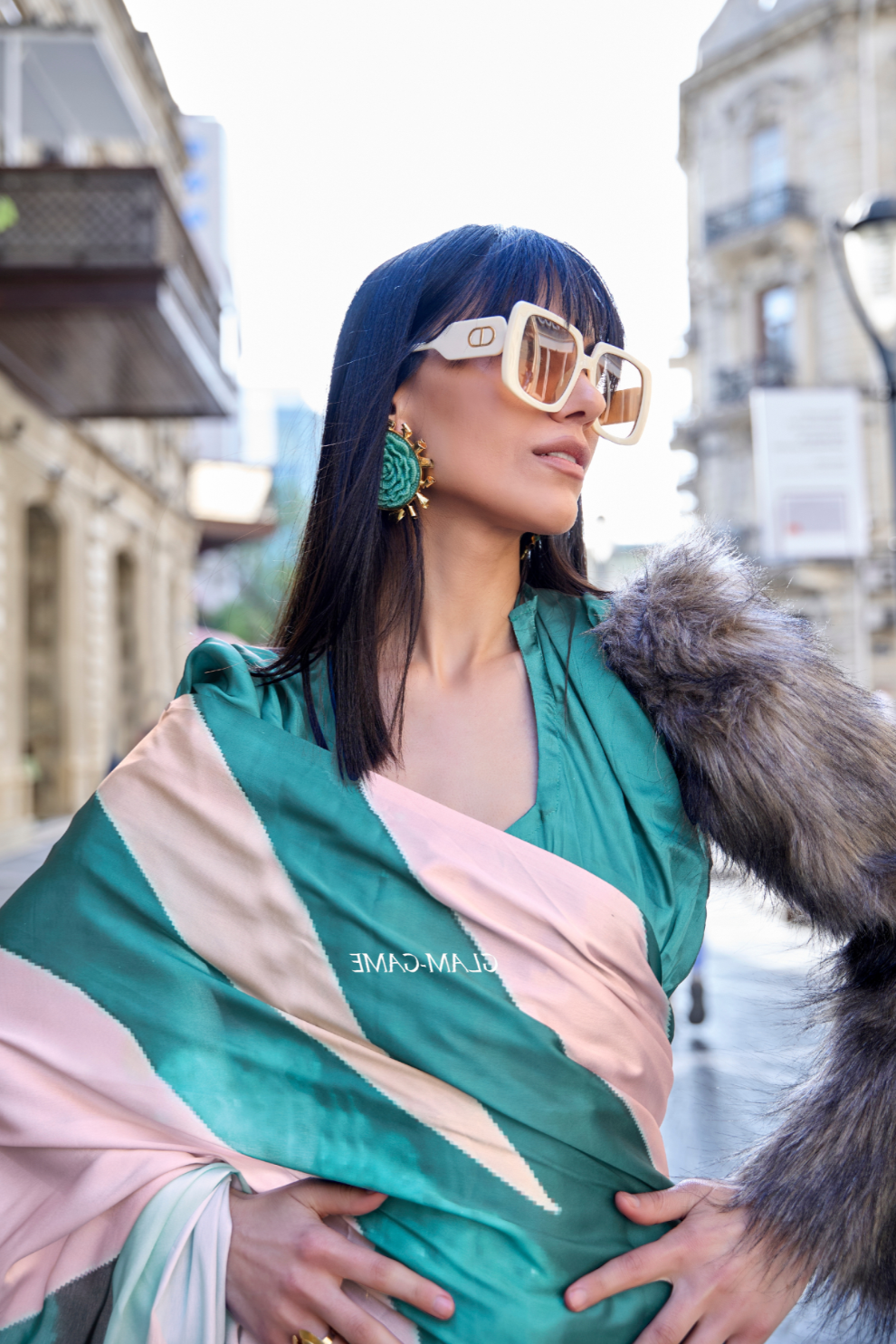 Digital Print Satin Crepe Saree with Soft Glossy Drape