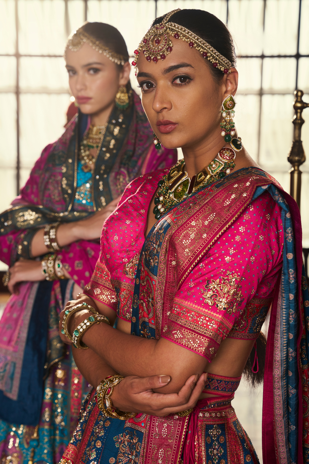 Navy Blue Twilight Glam Mirror Silk Lehenga Choli - LaVante Fashion