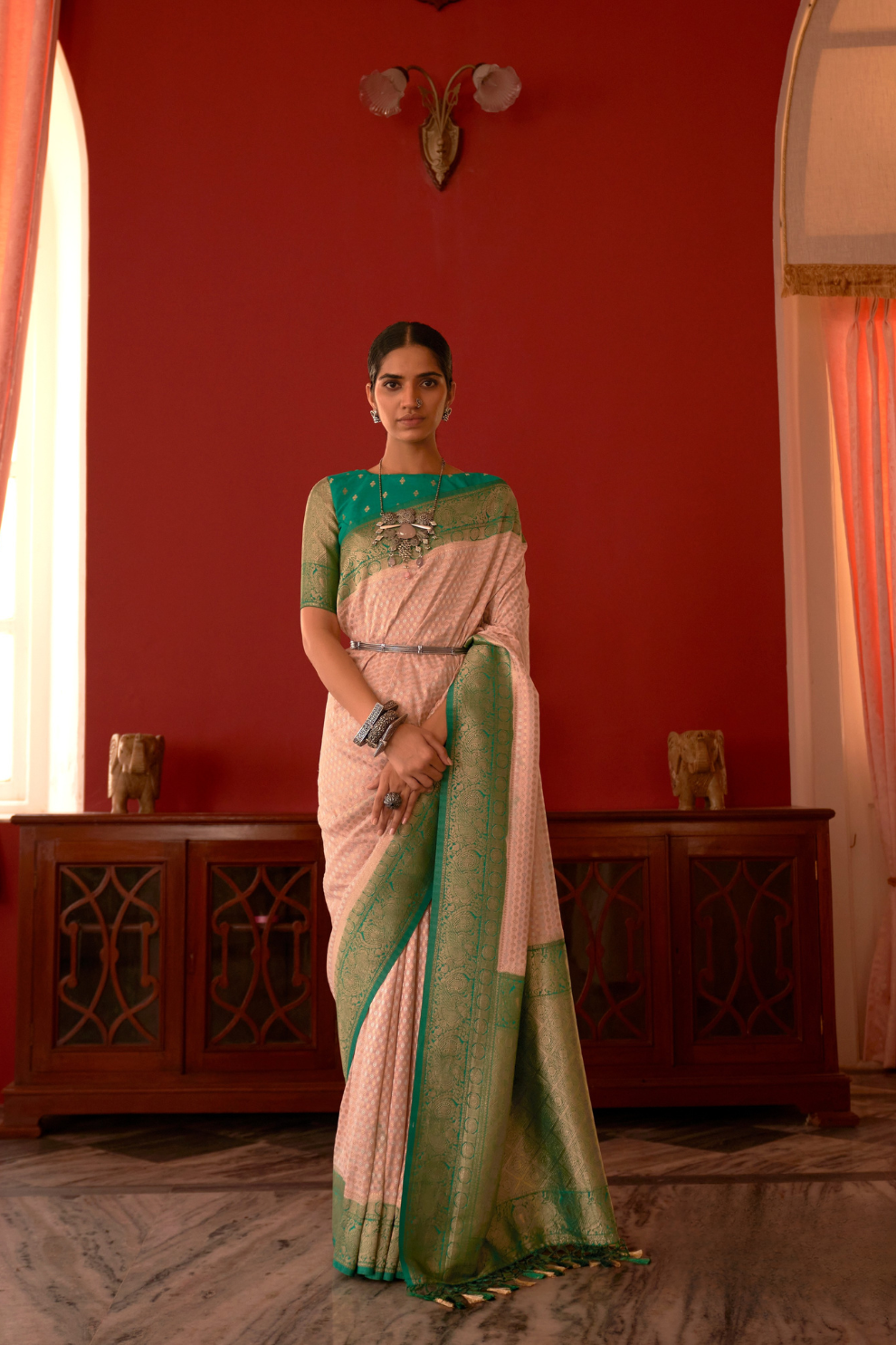 Pure Georgette Saree with Rich Traditional Jari Weaving