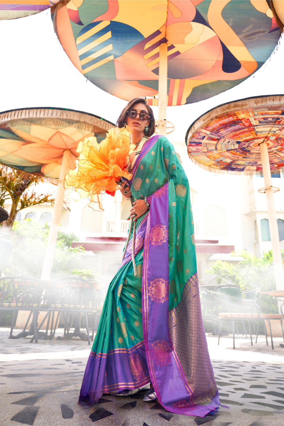 Pure Katan Banarasi Silk Blend Saree with Traditional Weaving