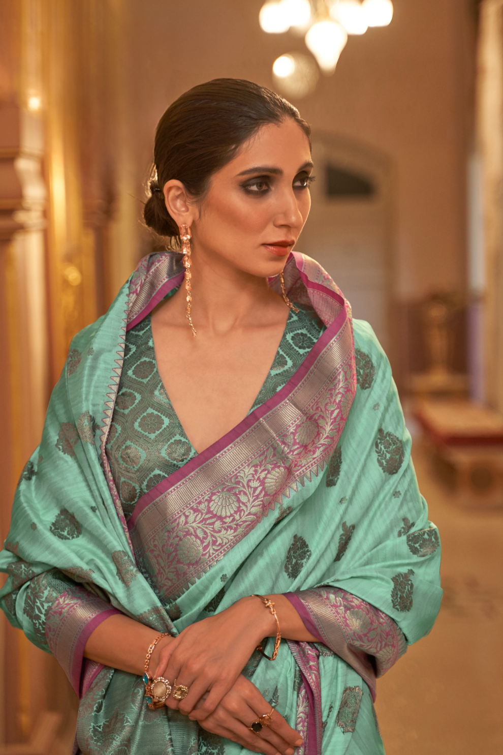 Zari Butta Tussar Silk Saree with Handwoven Elegance