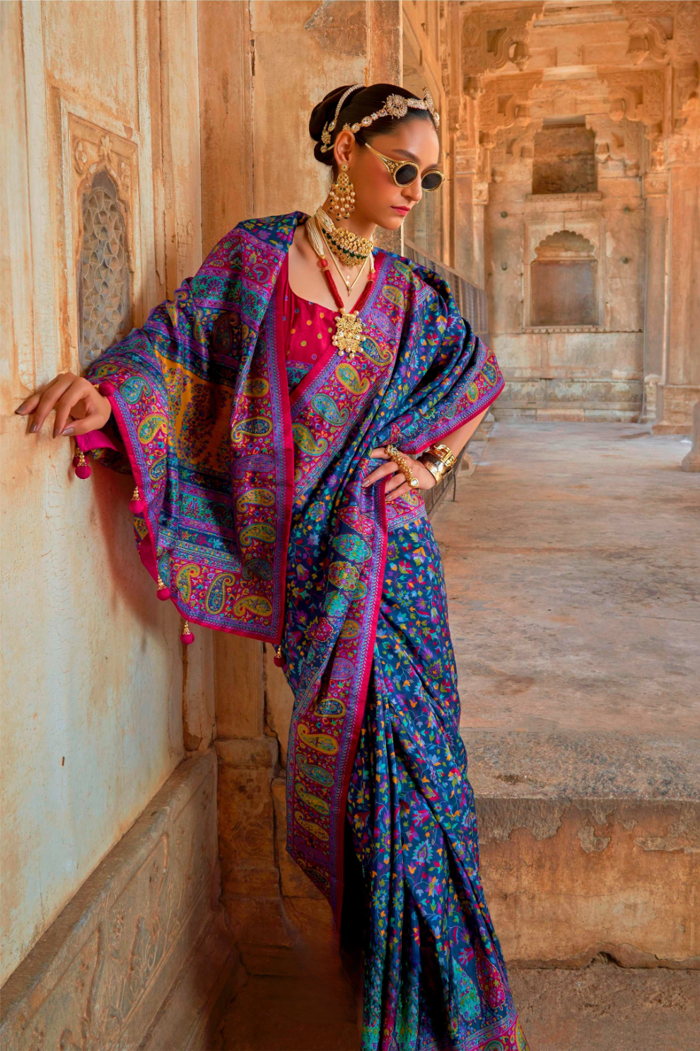 Pure Viscose Silk Saree with Luxury Print and Glory Finish