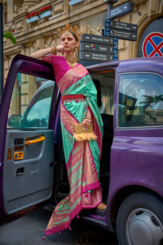 Premium Printed Saree in Polyester Viscose Silk with Shine