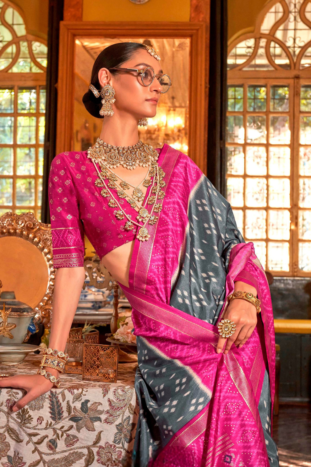 Pure Viscose Silk Saree with Silk Blend Designer Print