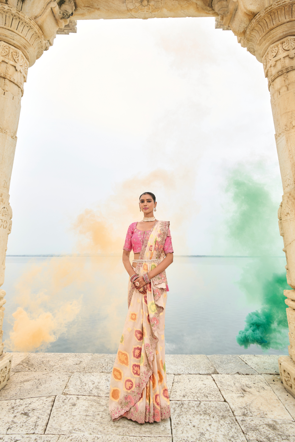 Soft Radiance in Pink Tissue Georgette Elegance