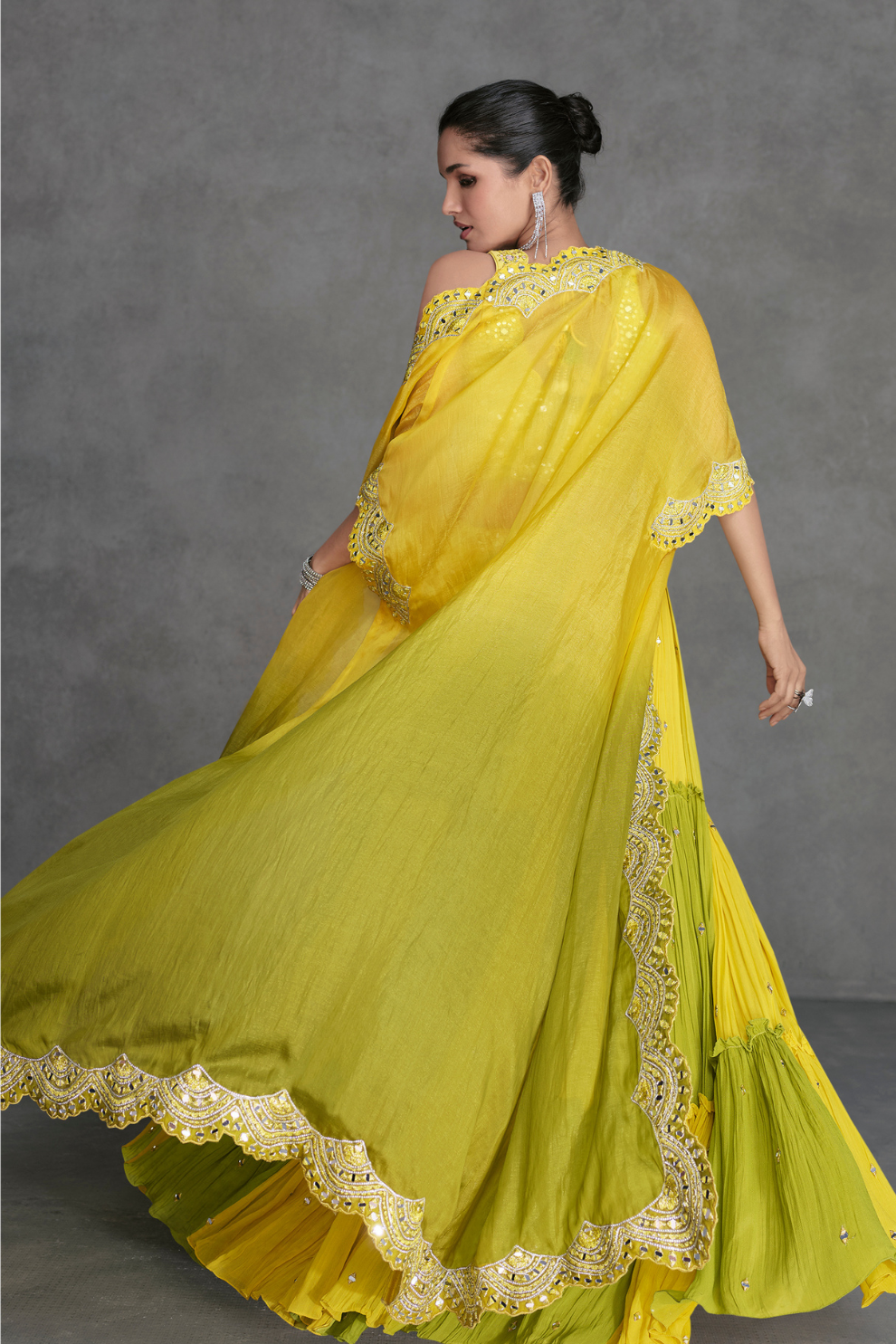 Yellow Organza Readymade Dress Featuring Delicate Sheer Fabric and Timeless Elegance