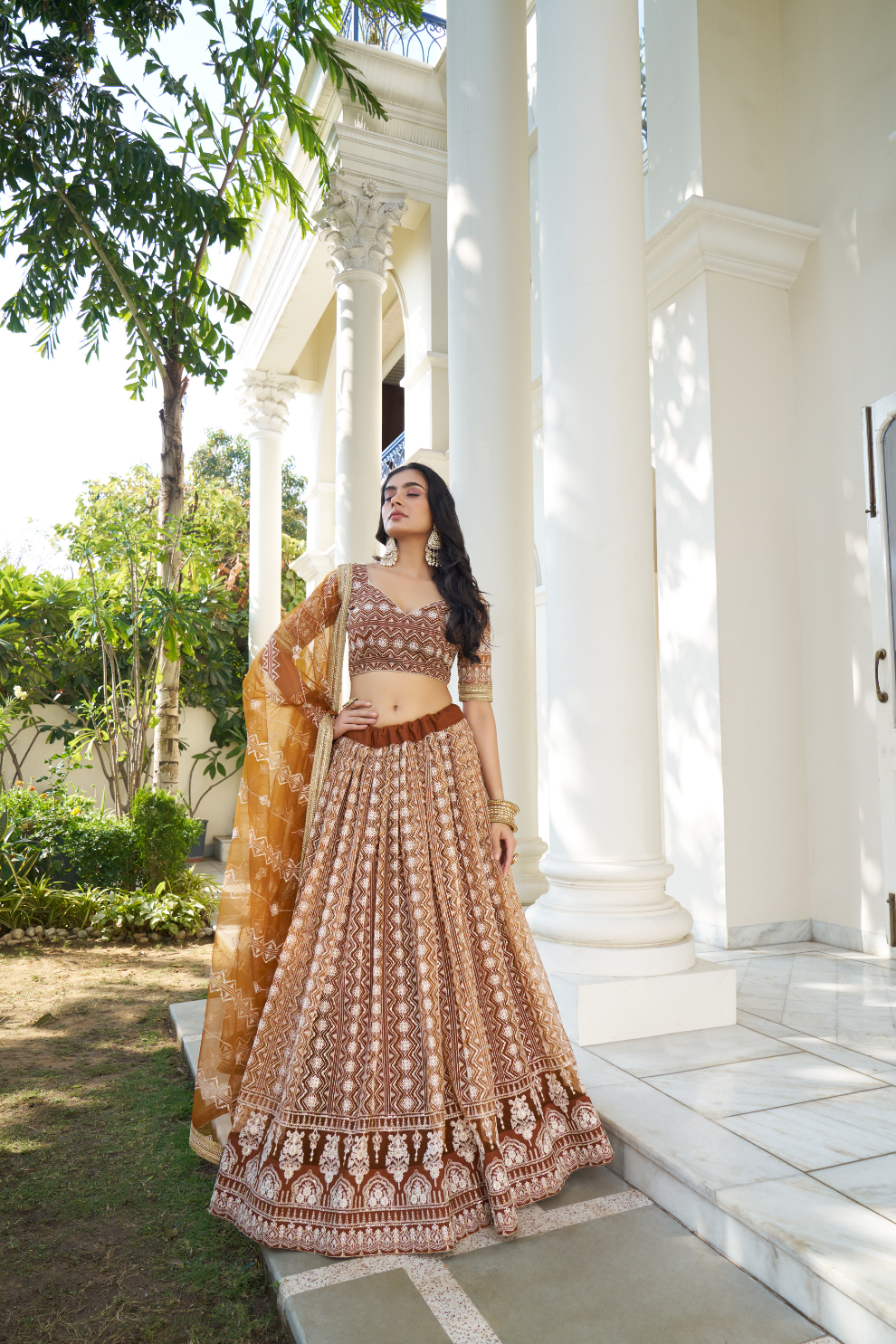 Graceful Thread and Sequin Embroidered Net Lehenga for Parties