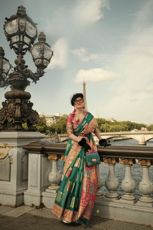 Kashmiri Modal Handloom Weaving Saree with Intricate Traditional Patterns