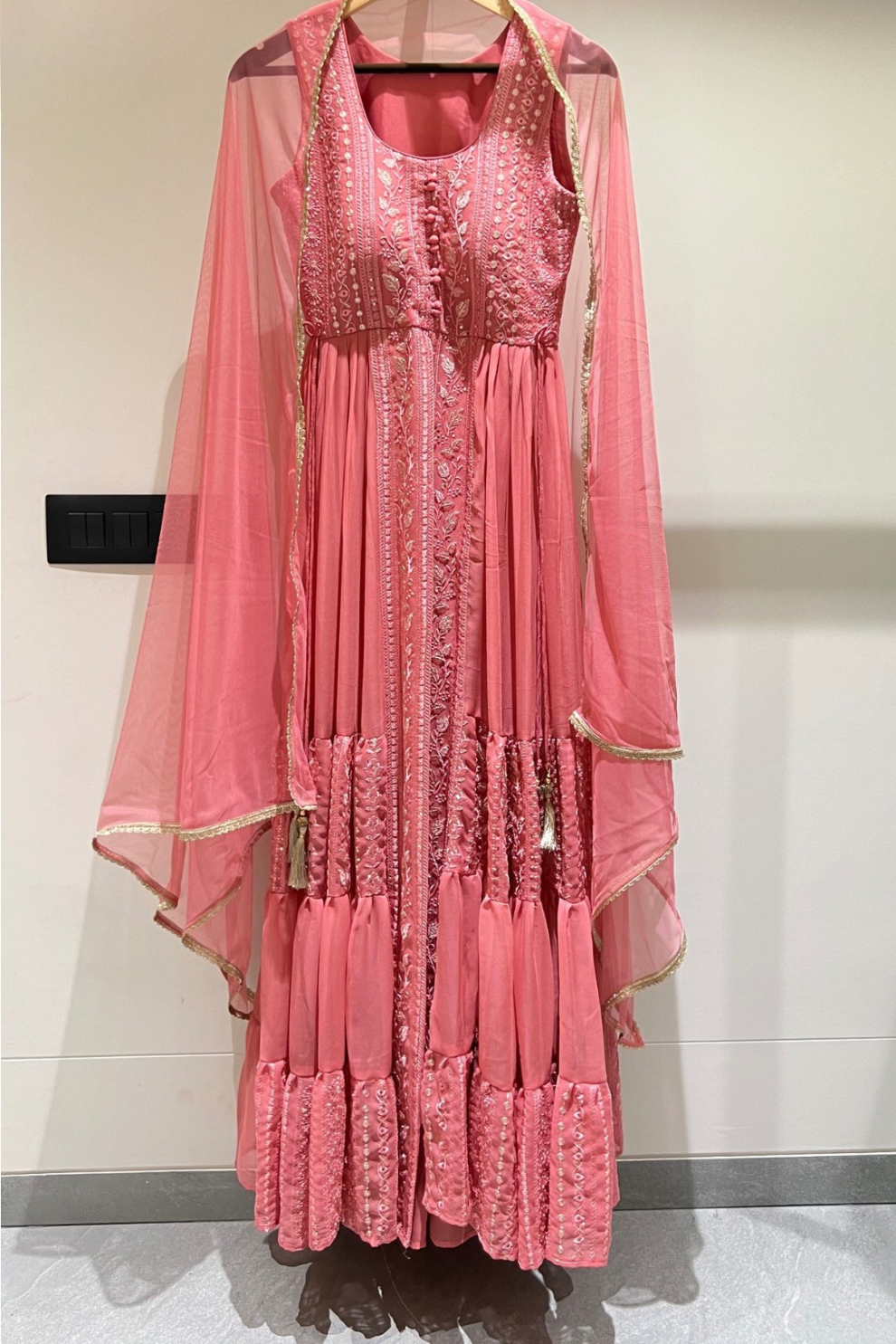 Embroidered Pink Indo-Western Georgette Outfit