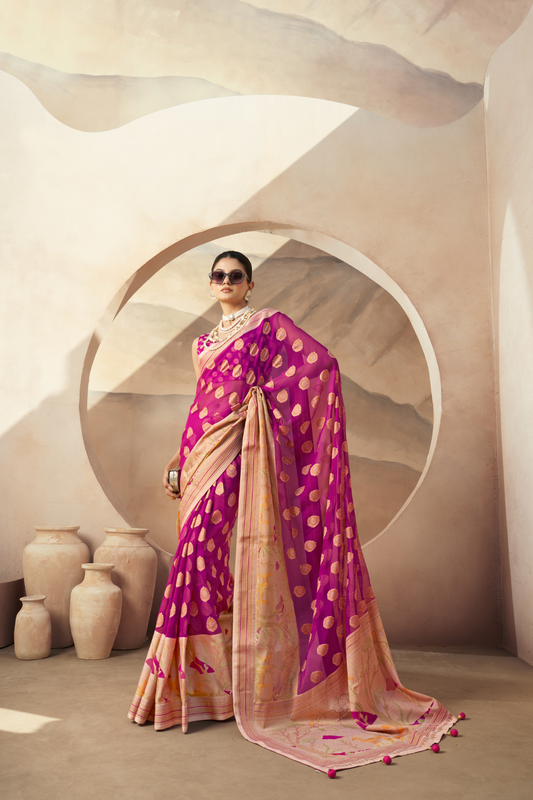 Georgette Saree with Artistic Burnout Butti for Occasions