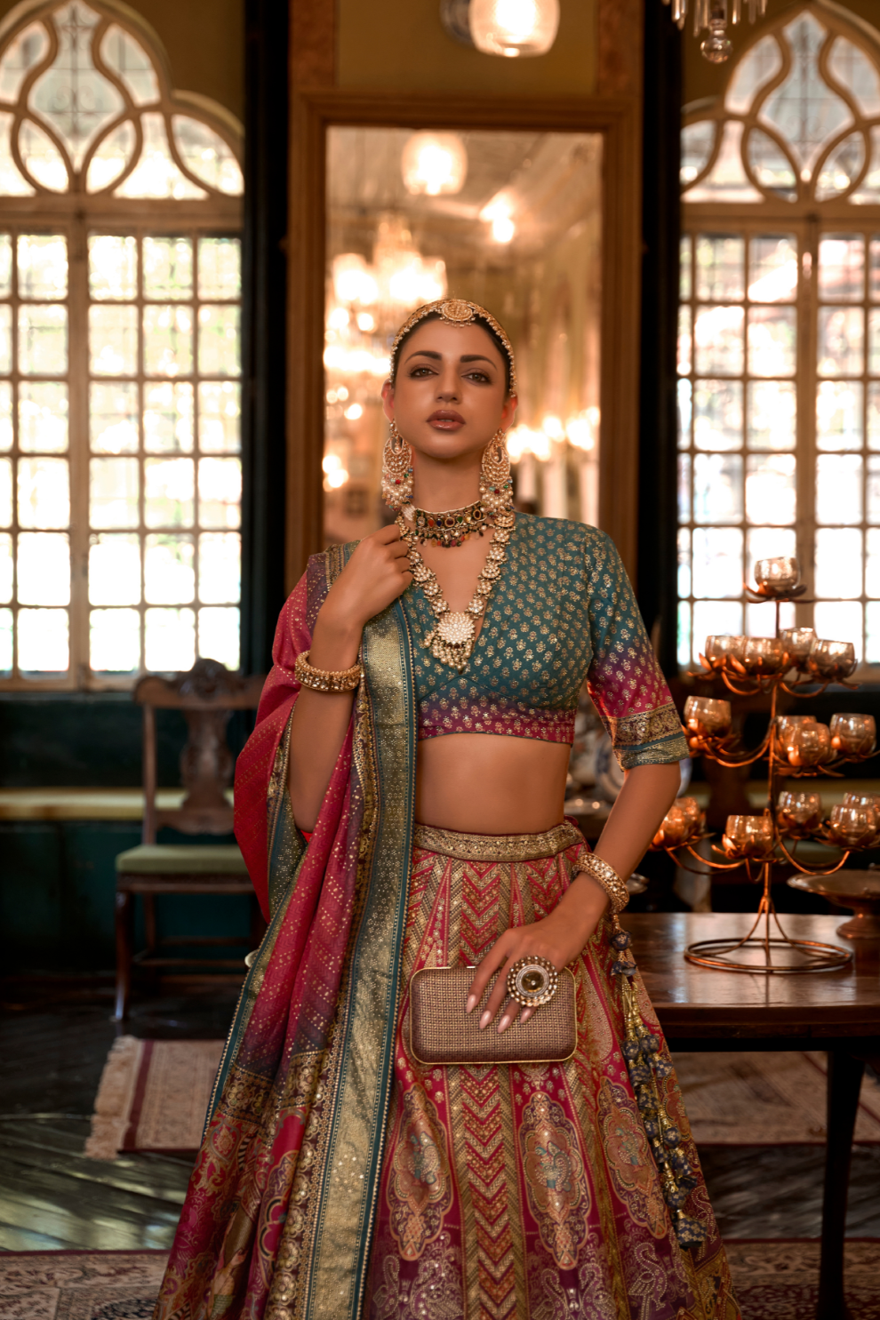 Red Sparkle Embellished Bridal Lehenga Choli - LaVante Fashion