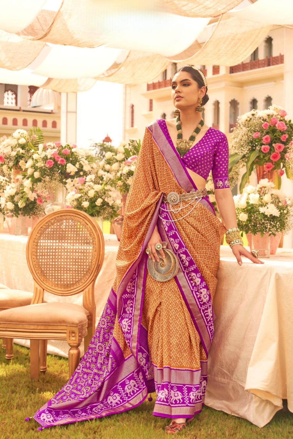 Premium Mercerized Silk Saree with Patola Motifs