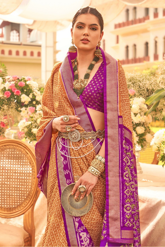 Premium Mercerized Silk Saree with Patola Motifs