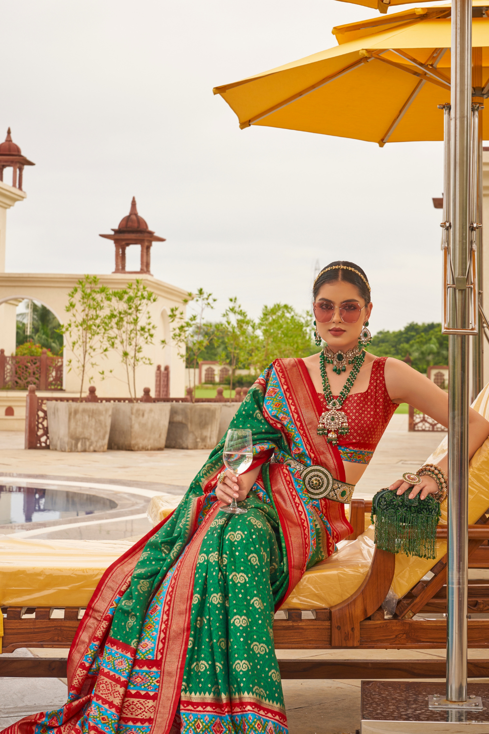 Traditional Patola Print Saree in Sigma Silk Blend Fabric