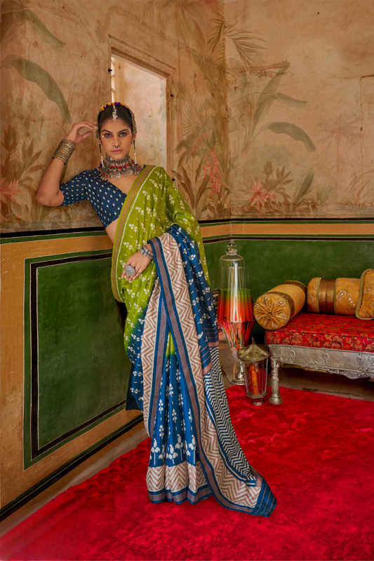 Designer Print Silk Saree for Festive and Casual Wear