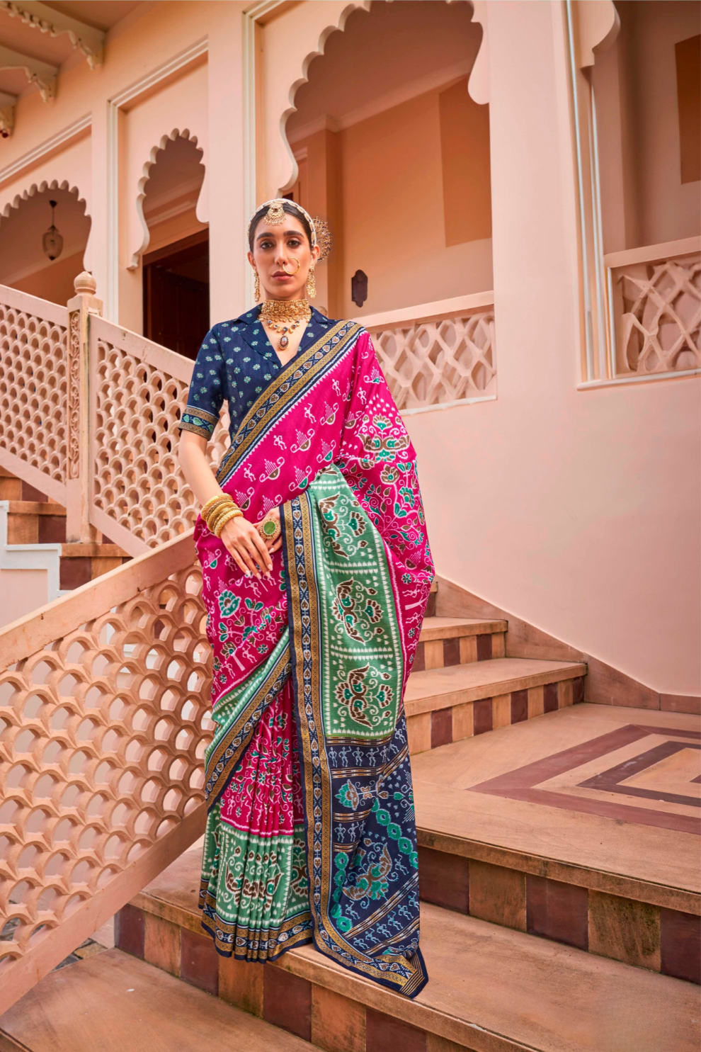 Mercerized Sigma Silk Saree with Traditional Classic and Aqua Finish - LaVante Fashion