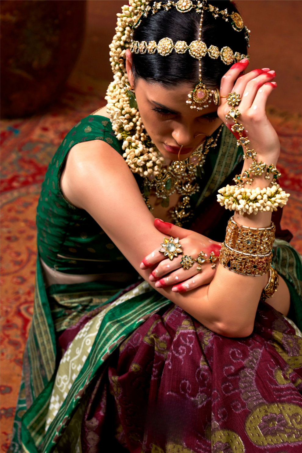 Patola Printed Sigma Silk Saree with Gold Accents