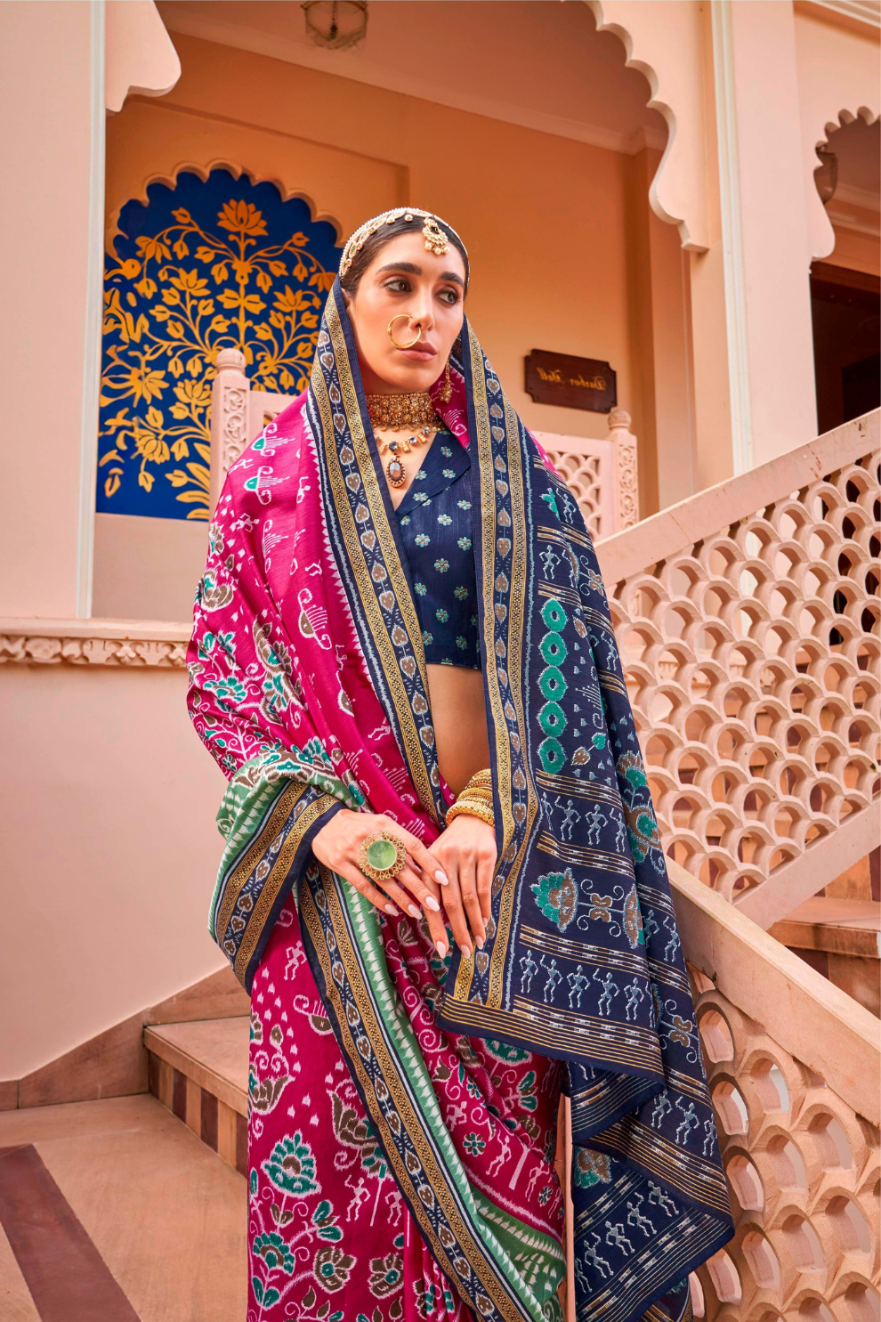 Mercerized Sigma Silk Saree with Traditional Classic and Aqua Finish - LaVante Fashion