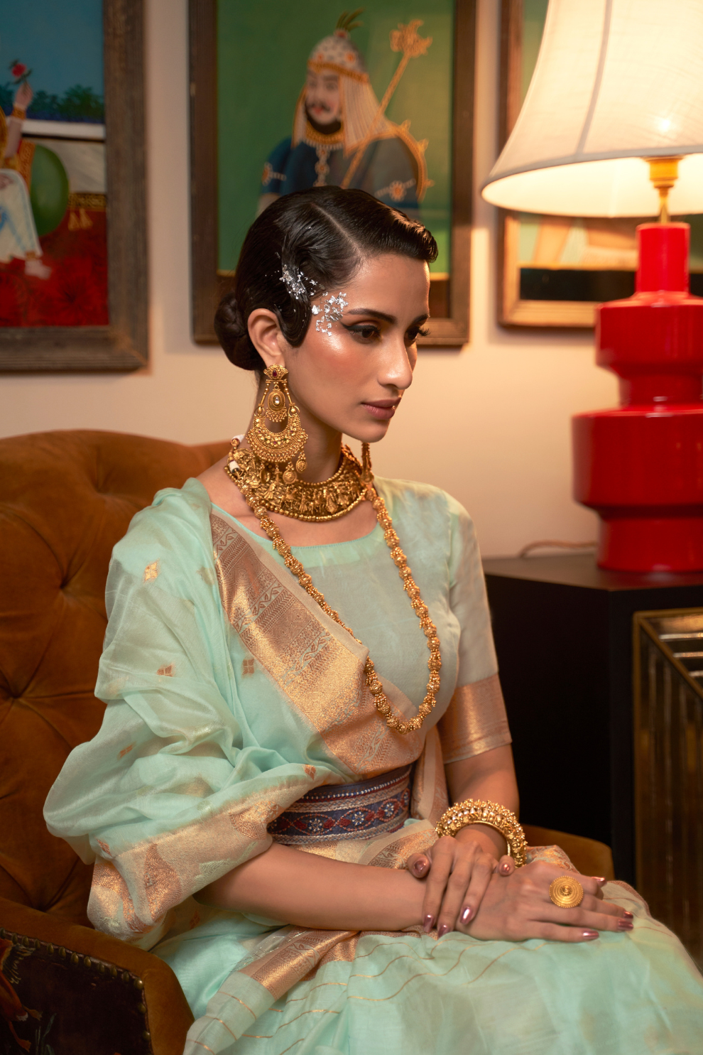 Elegant Modal Saree with Copper Zari Handloom Weaving