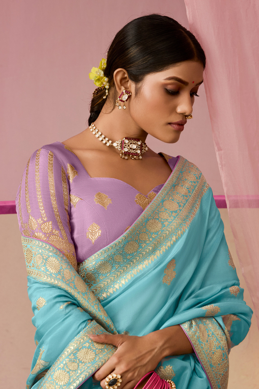 Banarasi Dola Silk Saree with Brocade Blouse Elegance