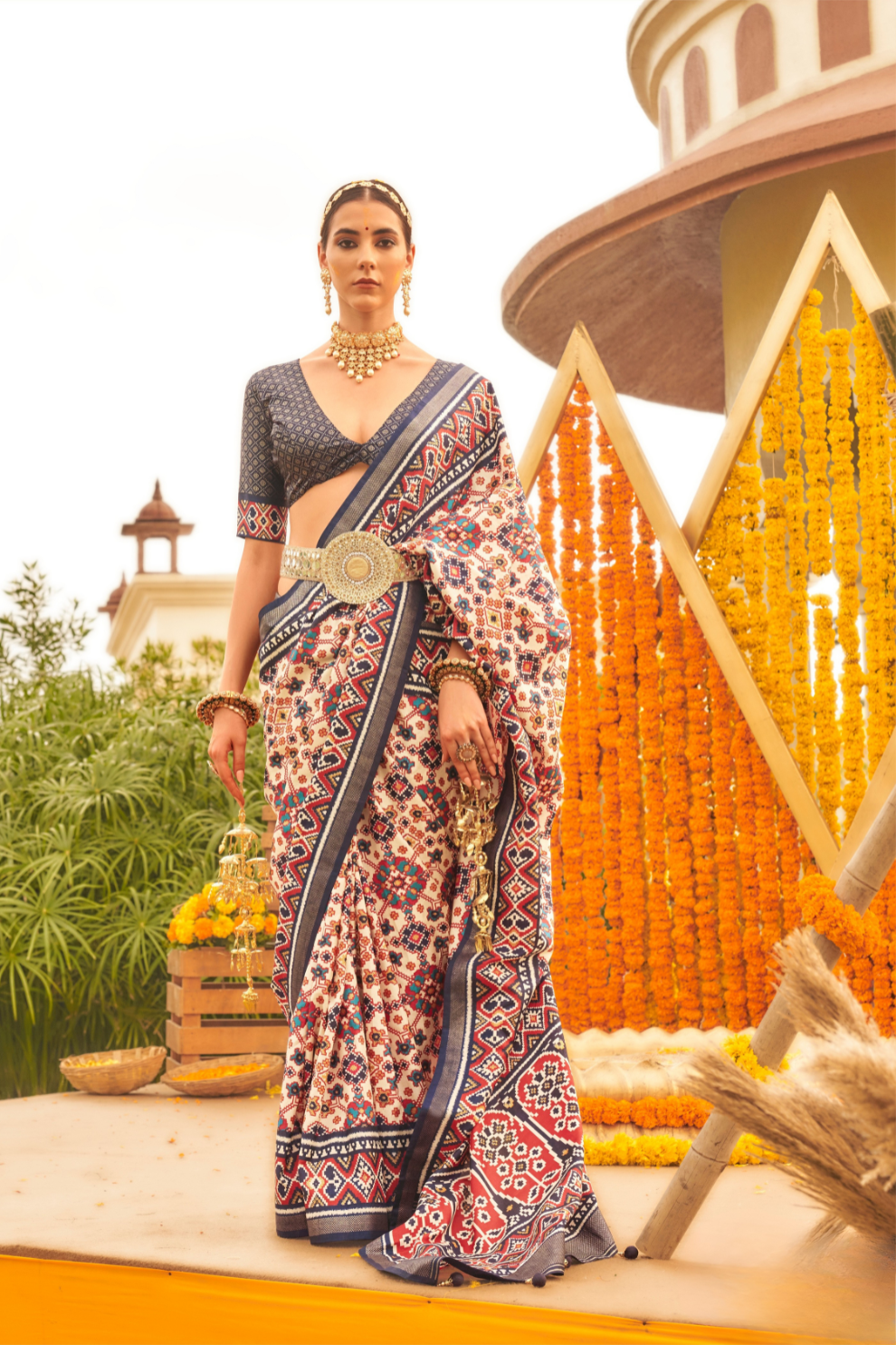 Elegant Traditional Silk Saree with Patola Print