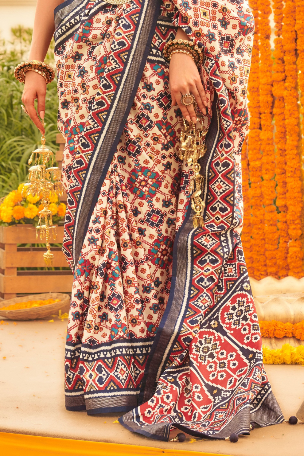 Elegant Traditional Silk Saree with Patola Print