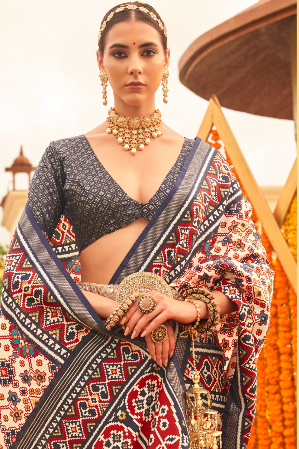 Elegant Traditional Silk Saree with Patola Print