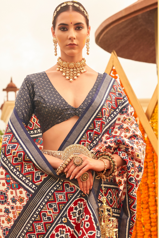 Elegant Traditional Silk Saree with Patola Print