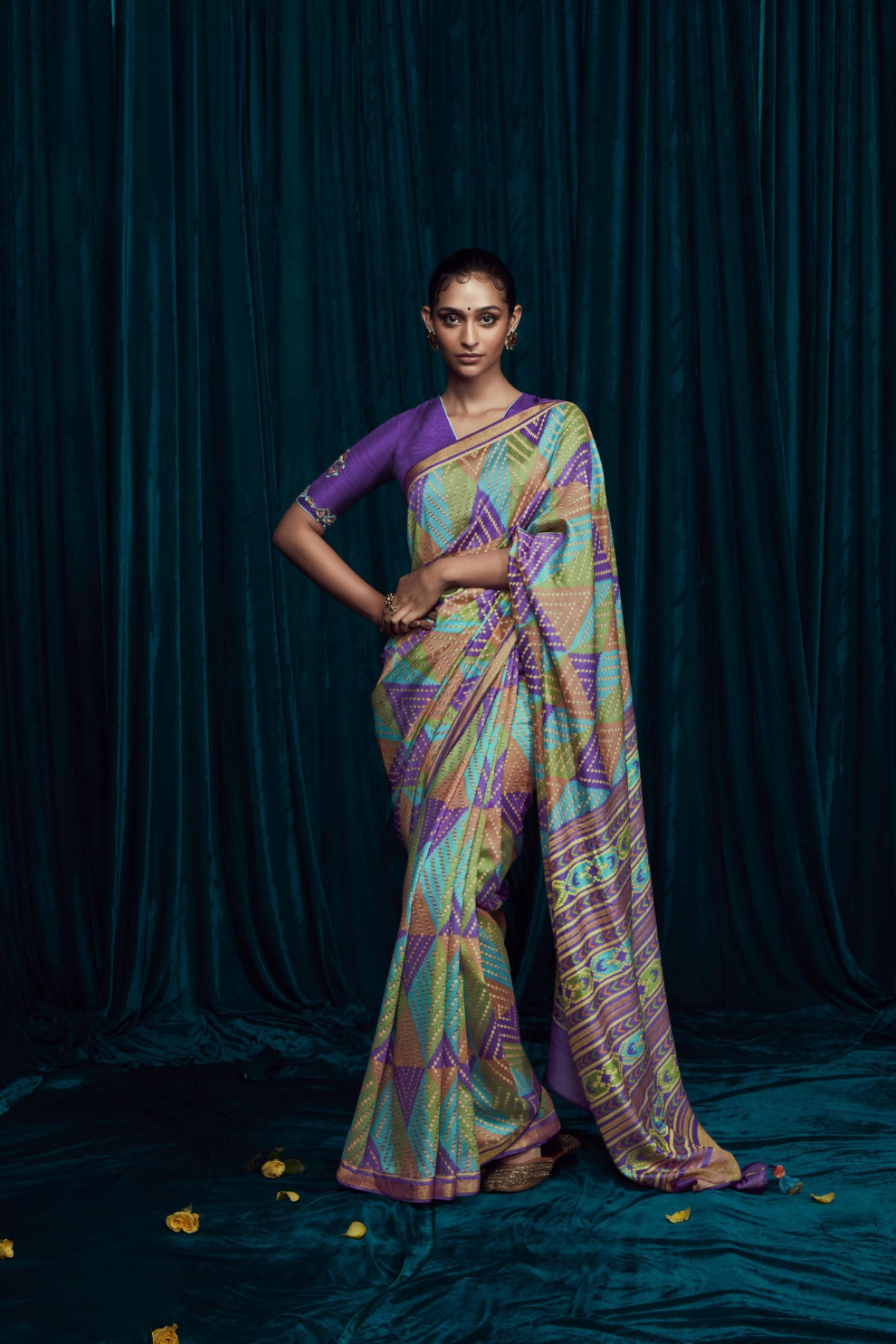 Elora Elegance Soft Brasso Silk Saree with Sequin Embroidery Sparkle