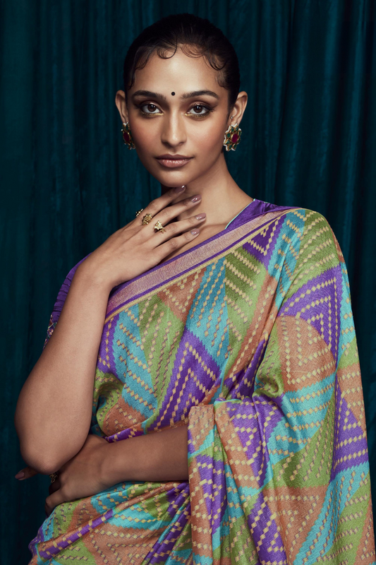 Elora Elegance Soft Brasso Silk Saree with Sequin Embroidery Sparkle