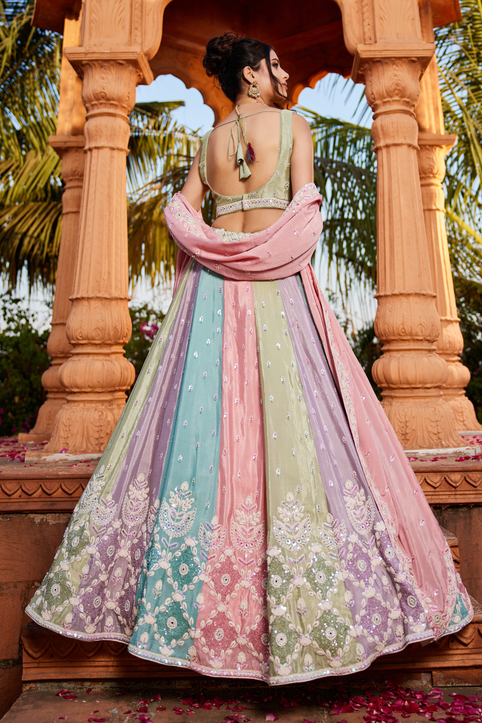 Designer Chiffon Lehenga Choli Set with Shimmering Sequins Work