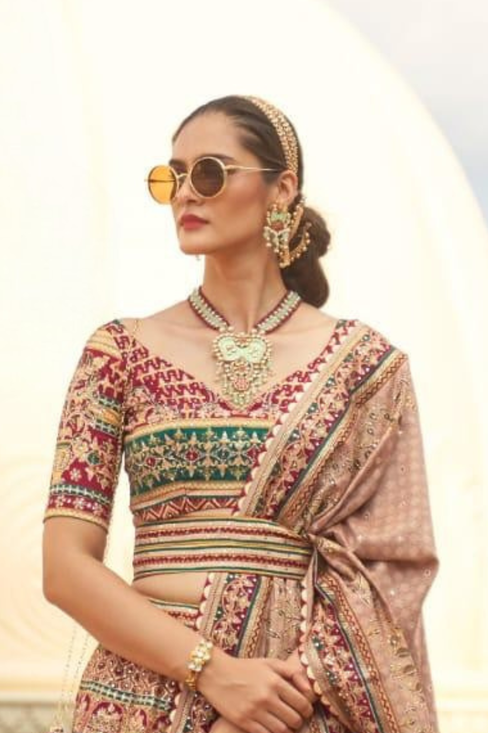 Rosy Radiance printed silk ensemble with subtle charm - LaVante Fashion