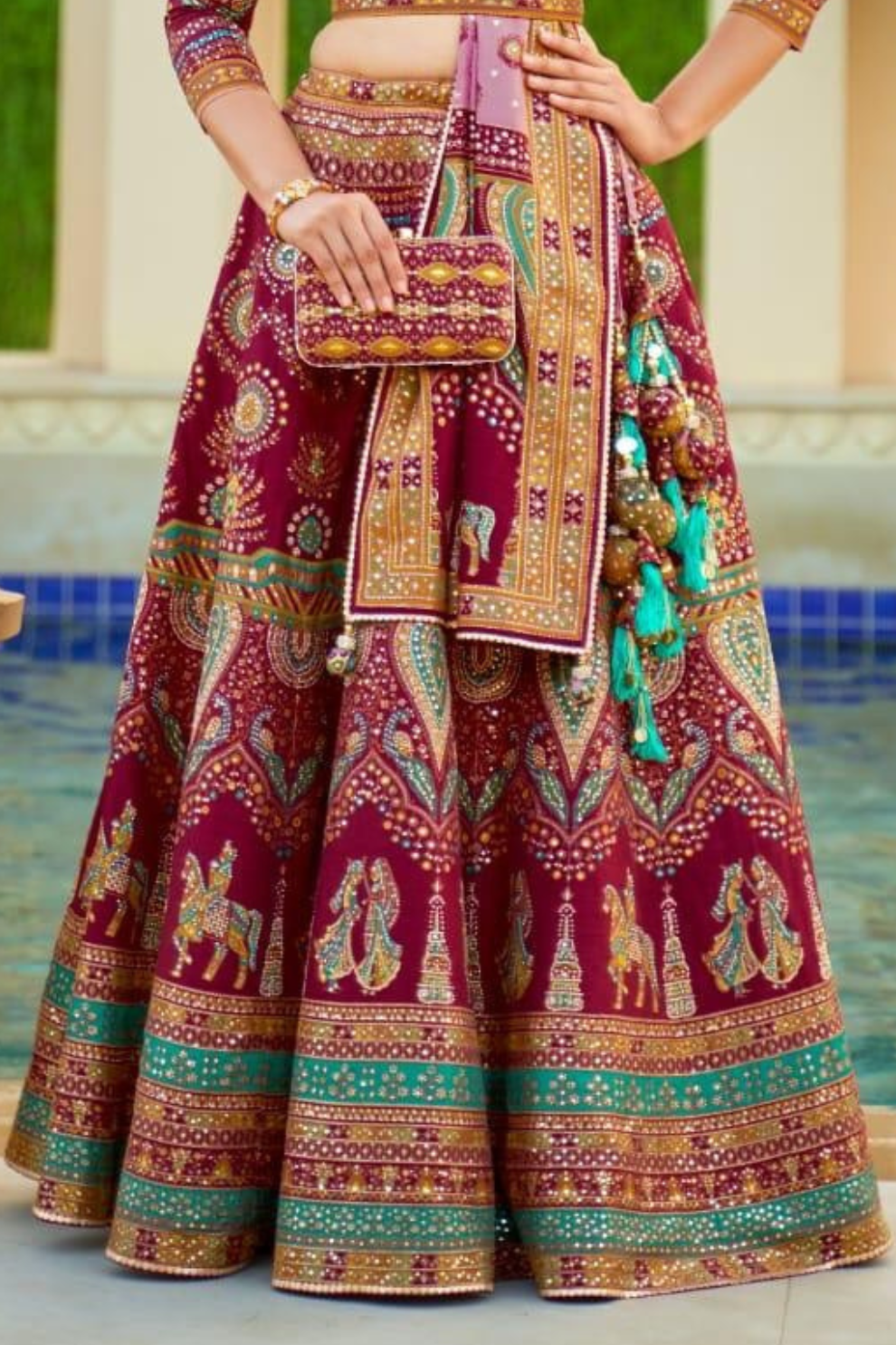 Maroon Majesty Lehenga Choli with Traditional Patola Lehenga - LaVante Fashion